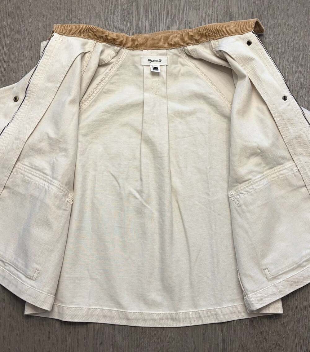 NWOT Madewell The Billie Short Jacket Size M Cream Corduroy Collar Barn - Picture 5 of 15